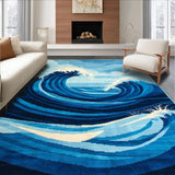 Ultra Soft Area Rug, Non Slip, Stain Resistant, Washable Area Rugs for Living Room, Bedroom, Tranquil Oceanic Abstract Waves(Blue)