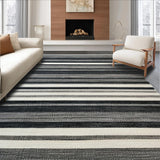 Ultra Soft Area Rug, Non Slip, Stain Resistant, Washable Area Rugs for Living Room, Bedroom, Stylish Black and White Striped Rug:  Modern Geometric Pattern(Black)
