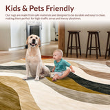 Modern Abstract Beige and Brown Area Featuring Artistic Wave(Beige)