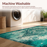 Ultra Soft Area Rug, Non Slip, Stain Resistant, Washable Area Rugs for Living Room, Bedroom, Light Blue Green Rug for High Traffic Home Office(Green)