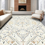 Ultra Soft Area Rug, Non Slip, Stain Resistant, Washable Area Rugs for Living Room, Bedroom, Rustic Textured Geometric Weave(Beige)