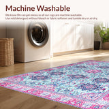 Ultra Soft Area Rug, Non Slip, Stain Resistant, Washable Area Rugs for Living Room, Bedroom, Enchanting Vintage Symmetrical Patterns(Blue)