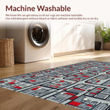 Ultra Soft Area Rug, Non Slip, Stain Resistant, Washable Area Rugs for Living Room, Bedroom, Vibrant Cartoon Cityscape Motif(Gray)