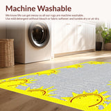 Ultra Soft Area Rug, Non Slip, Stain Resistant, Washable Area Rugs for Living Room, Bedroom, Sunny Cartoon Motif Delight(Yellow)