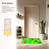 Ultra Soft Area Rug, Non Slip, Stain Resistant, Washable Area Rugs for Living Room, Bedroom, Joyful Illustrative Playful Scene(Yellow)
