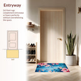 Ultra Soft Area Rug, Non Slip, Stain Resistant, Washable Area Rugs for Living Room, Bedroom, Cozy Earthy Symmetrical Patterns(Blue)