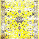 Ultra Soft Area Rug, Non Slip, Stain Resistant, Washable Area Rugs for Living Room, Bedroom, Classic Distressed Floral Arrangement(Yellow)