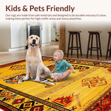 Ultra Soft Area Rug, Non Slip, Stain Resistant, Washable Area Rugs for Living Room, Bedroom, Ethnic Leopard Print Bedroom Meditation Area Carpet(Yellow)