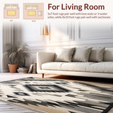 Ultra Soft Area Rug, Non Slip, Stain Resistant, Washable Area Rugs for Living Room, Bedroom, Contemporary Round With Bold Southwestern Inspired Geometric Weaves(Gray)