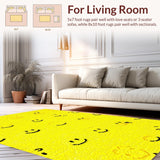 Ultra Soft Area Rug, Non Slip, Stain Resistant, Washable Area Rugs for Living Room, Bedroom, Sunny Vintage Iconic Pattern(Yellow)