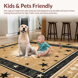 Ultra Soft Area Rug, Non Slip, Stain Resistant, Washable Area Rugs for Living Room, Bedroom, Rustic Starlit Half Circle Motif(Beige)