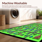 Ultra Soft Area Rug, Non Slip, Stain Resistant, Washable Area Rugs for Living Room, Bedroom, City-Themed Green Educational Playroom Carpet(Blue)