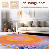Ultra Soft Area Rug, Non Slip, Stain Resistant, Washable Area Rugs for Living Room, Bedroom, Dynamic Colorful Geometric Fusion(Orange)