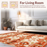Ultra Soft Area Rug, Non Slip, Stain Resistant, Washable Area Rugs for Living Room, Bedroom, Elegant Neutral Toned Stripes(Orange)