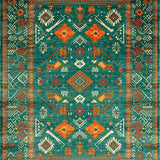 Ultra Soft Area Rug, Non Slip, Stain Resistant, Washable Area Rugs for Living Room, Bedroom, Chic Distressed Ethnic Pattern(Green)