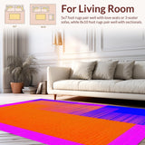 Ultra Soft Area Rug, Non Slip, Stain Resistant, Washable Area Rugs for Living Room, Bedroom, Contemporary Bright Sensory Composition(Orange)