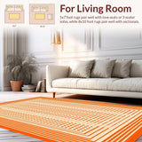 Ultra Soft Area Rug, Non Slip, Stain Resistant, Washable Area Rugs for Living Room, Bedroom, Artistic Mid Century Geometric Flair(Orange)