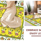 Ultra Soft Area Rug, Non Slip, Stain Resistant, Washable Area Rugs for Living Room, Bedroom, Joyful Floral Scallop Accent(Yellow)