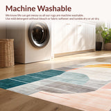 Ultra Soft Area Rug, Non Slip, Stain Resistant, Washable Area Rugs for Living Room, Bedroom, Earthy Toned Tribal Motif(Orange)
