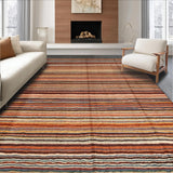 Ultra Soft Area Rug, Non Slip, Stain Resistant, Washable Area Rugs for Living Room, Bedroom, Trendy Warm Striped Accent Piece(Orange)
