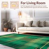 Ultra Soft Area Rug, Non Slip, Stain Resistant, Washable Area Rugs for Living Room, Bedroom, Emerald Geometric Luxe Display(Green)