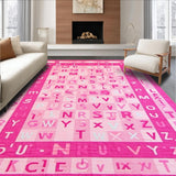 Ultra Soft Area Rug, Non Slip, Stain Resistant, Washable Area Rugs for Living Room, Bedroom, Joyful Pink Alphabetic Cozy Area(Pink)