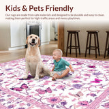 Ultra Soft Area Rug, Non Slip, Stain Resistant, Washable Area Rugs for Living Room, Bedroom, Lively Abstract Floral Elements(White)