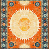 Ultra Soft Area Rug, Non Slip, Stain Resistant, Washable Area Rugs for Living Room, Bedroom, Rustic Soft Pastel Circular Design(Orange)