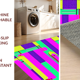 Ultra Soft Area Rug, Non Slip, Stain Resistant, Washable Area Rugs for Living Room, Bedroom, Dynamic Polygonal Game Motif(Pink)