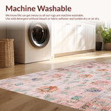 Ultra Soft Area Rug, Non Slip, Stain Resistant, Washable Area Rugs for Living Room, Bedroom, Sophisticated Dusty Toned Artistry(Pink)