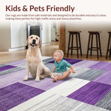 Ultra Soft Area Rug, Non Slip, Stain Resistant, Washable Area Rugs for Living Room, Bedroom, Striking Purple and Black Motif(Purple)