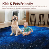 Ultra Soft Area Rug, Non Slip, Stain Resistant, Washable Area Rugs for Living Room, Bedroom, Celestial Blue Abstract Composition(Blue)