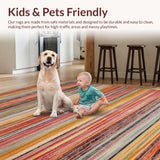 Ultra Soft Area Rug, Non Slip, Stain Resistant, Washable Area Rugs for Living Room, Bedroom, Modern Eclectic Stripe Arrangement(Red)
