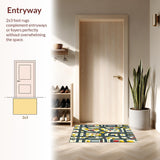 Ultra Soft Area Rug, Non Slip, Stain Resistant, Washable Area Rugs for Living Room, Bedroom, Engaging Vehicle Pathway Illustration(Yellow)