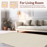 Ultra Soft Area Rug, Non Slip, Stain Resistant, Washable Area Rugs for Living Room, Bedroom, Contemporary Ivory Home Office Non-Shedding Carpet(Beige)