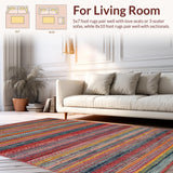 Ultra Soft Area Rug, Non Slip, Stain Resistant, Washable Area Rugs for Living Room, Bedroom, Eclectic Multicolor Ethnic Design(Red)