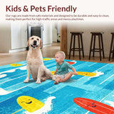 Ultra Soft Area Rug, Non Slip, Stain Resistant, Washable Area Rugs for Living Room, Bedroom, Funny Tropical Surf Rug Absorbent Bath Mat Coastal Ocean Wave Art Design(Blue)