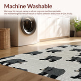 Ultra Soft Area Rug, Non Slip, Stain Resistant, Washable Area Rugs for Living Room, Bedroom, Rustic Bear Cabin Living Room Area Rug(Gray)