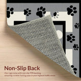 Ultra Soft Area Rug, Non Slip, Stain Resistant, Washable Area Rugs for Living Room, Bedroom, Trendy Low-Profile Paw Pattern(Black)