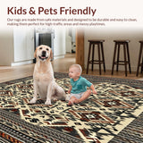 Aztec Inspired Area Abstract Tribal for Hallways(Beige)