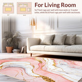 Ultra Soft Area Rug, Non Slip, Stain Resistant, Washable Area Rugs for Living Room, Bedroom, Sophisticated Rose Gold Brush Strokes(Pink)