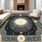 Ultra Soft Area Rug, Non Slip, Stain Resistant, Washable Area Rugs for Living Room, Bedroom, Charming Astral Folk Pattern(Gold)