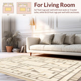Modern Abstract Geometric Beige Non Slip Area(Beige)