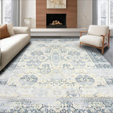 Ultra Soft Area Rug, Non Slip, Stain Resistant, Washable Area Rugs for Living Room, Bedroom, Rustic Two-Toned Botanical Style(Beige)