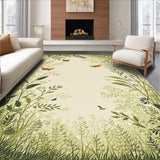 Ultra Soft Area Rug, Non Slip, Stain Resistant, Washable Area Rugs for Living Room, Bedroom, Elegant Insect Motif Aesthetic(Beige)