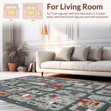 Ultra Soft Area Rug, Non Slip, Stain Resistant, Washable Area Rugs for Living Room, Bedroom, Playful Wilderness Adventure Theme(Red)