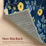 Ultra Soft Area Rug, Non Slip, Stain Resistant, Washable Area Rugs for Living Room, Bedroom, Chrysanthemum Floral Elegance(Blue)