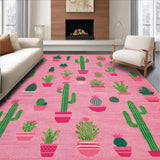 Ultra Soft Area Rug, Non Slip, Stain Resistant, Washable Area Rugs for Living Room, Bedroom, Modern Tropical Greenery Design(Pink)