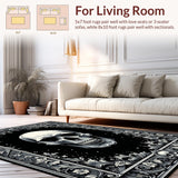 Ultra Soft Area Rug, Non Slip, Stain Resistant, Washable Area Rugs for Living Room, Bedroom, Chic Monochrome Skull Pattern(Gray)