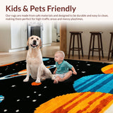 Ultra Soft Area Rug, Non Slip, Stain Resistant, Washable Area Rugs for Living Room, Bedroom, Celestial Multicolor Planetary Display(Black)
